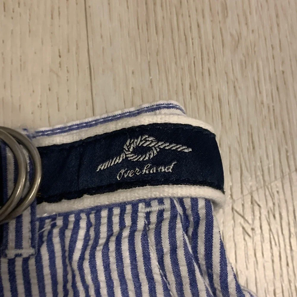 Ralph Lauren Kids Blue White Seersucker Nautical Belted Shorts 9M Preppy Coastal